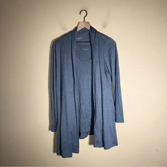 EILEEN FISHER silk and cotton blend lightweight blue tank and cardigan set L - Picture 6 of 7